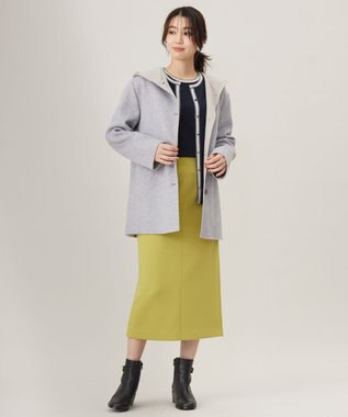 J.PRESS LADIES L 【WEB限定カラーあり・洗える】ダンボール ナロー スカート ピスタチオ系