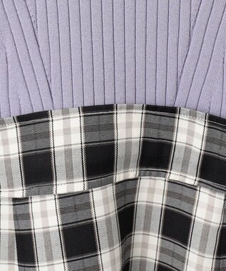 Feroux 【洗える】ニットコンビ ワンピース ブラック系2