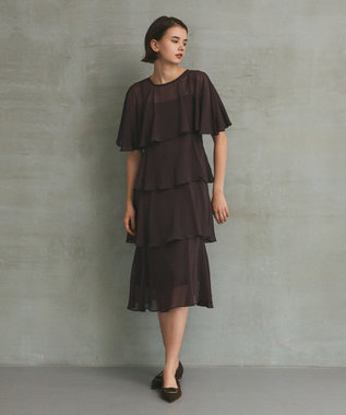 GRACE CONTINENTAL シフォンケープドレス