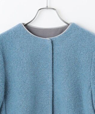 #Newans 【洗濯機可能】バックフレアショートコート ブルー