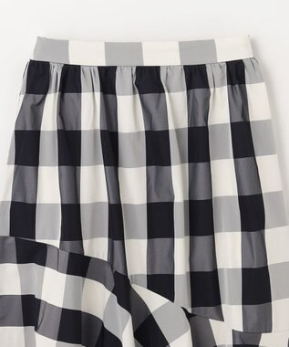 ANY L 【洗濯機可能/ウエストゴム】ビックチェックマーメイドスカート オフ×ブラックブロックチェック