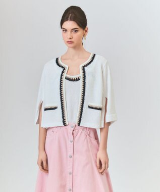  ツイーディーニットカーディガン