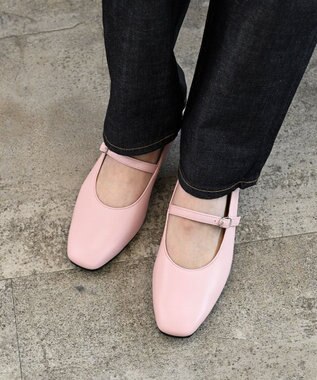 Pointer 日本製 本革ストラップ付きパンプス ピンク