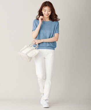 J.PRESS LADIES 10オンス ストレッチ デニム パンツ ホワイト系