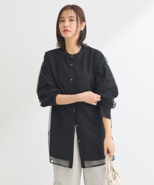 Green Parks ２Ｗａｙ　チュールドッキングシャツチュニック Black