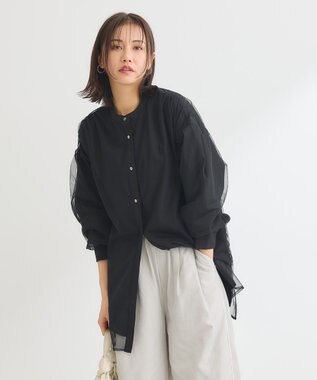 Green Parks ２Ｗａｙ　チュールドッキングシャツチュニック Black