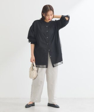 Green Parks ２Ｗａｙ　チュールドッキングシャツチュニック Black