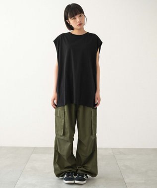 WEGO 【ユニセックス着用ITEM/MLサイズ展開/綿100%】スリーブレスコットンT ブラック