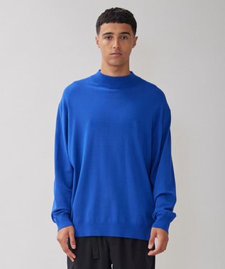 UNFILO MENS スタイリッシュ ハイネック ニット オリエンタル ブルー