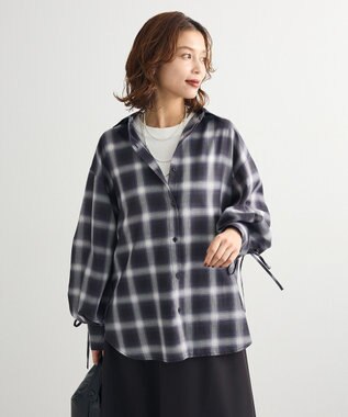 Green Parks ・ＥＬＥＮＣＡＲＥ　ＤＵＥ　チェックギャザーシャツ Black