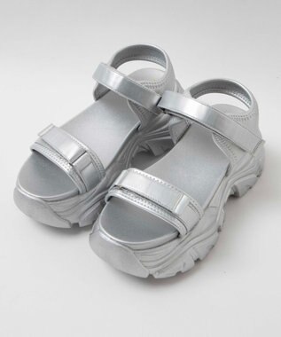 WEGO 【S～XLサイズ】厚底ダッドスポーツサンダル シルバー