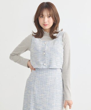 earth music&ecology カットソーツイードビスチェ Blue