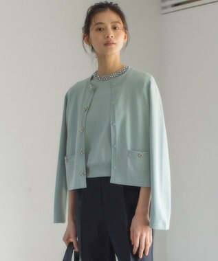 組曲 【WEB限定】ビジューニット ジャケット ミントグリーン系