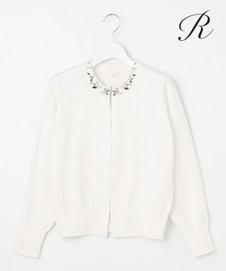 23区 【R(アール)】ブライトニット ネックビジューカーディガン オフホワイト系