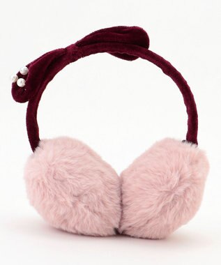 ANY KIDS パール×リボンイヤーマフ ピンク