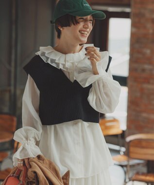 #Newans 【前後着用可能】【高山都さんコラボ】ビッグカラー２WAYブラウス ホワイト