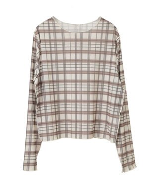 earth music&ecology シアーチェックプルオーバー Beige