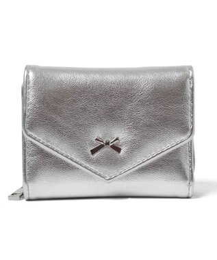 WEGO メタルリボンレターフラップウォレット シルバー