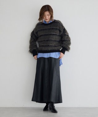 YECCA VECCA レザーライクマーメイドスカート Black