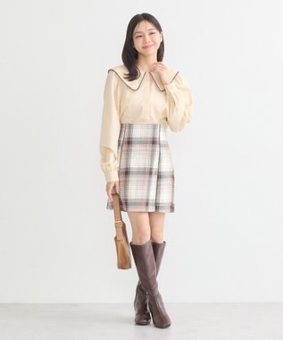 earth music&ecology 配色ピコレースブラウス Light Beige