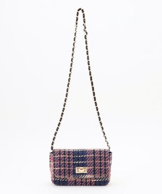 ANY SIS ツイードチェーン バッグ ピンク系チェック