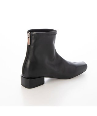 MODE ET JACOMO <carino>【レイン対応】スクエアトゥローヒールブーツ ブラック