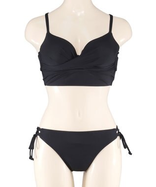 San-ai Resort（三愛水着楽園） 【WEB限定商品】【UPF50＋】ワコール共同開発ノンワイヤーなのにぷっくり美胸を作る【ダブルアップ】　ノンワイヤービスチェビキニ M1 M2 L1　　【San-ai Resort（サンアイリゾート）】 ブラック