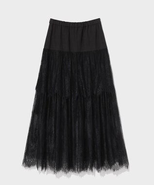 GRACE CONTINENTAL レース切替ティアードスカート ブラック