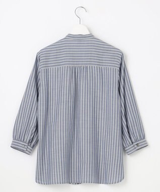 J.PRESS LADIES L 【洗える】ウォッシャブルキュプラツイル バンドカラー ブラウス ネイビー系1