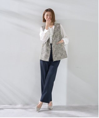 YECCA VECCA サイドベルテッドハイウエストパンツ Navy