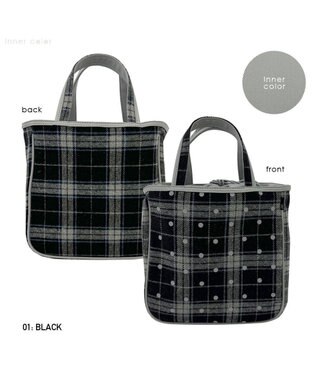 ROOTOTE 1344【フェルト生地】LT.スクエア.ドットチェック-A 01：ブラック