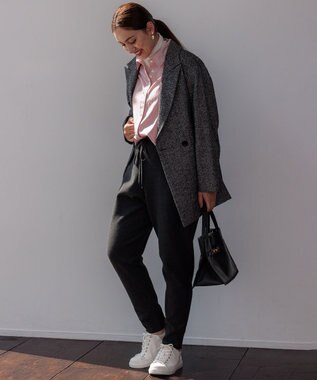 23区 L 【Lサイズ限定】ヴィスコースストレッチ ジョグ パンツ グレー系