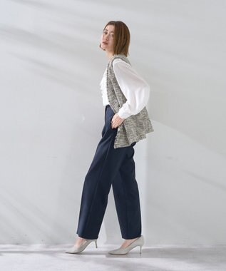 YECCA VECCA サイドベルテッドハイウエストパンツ Navy