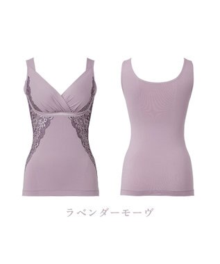 BRADELIS New York 【BRADELIS NewYork peace】綿混キャッチャーカップレースブラキャミ24 ノンワイヤー 補正 下着 ボディスーツ カップ付き ブラトップ ラベンダーモーヴ