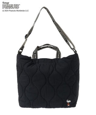 Green Parks ■ＰＥＡＮＵＴＳ　キルティングトートＬ Black