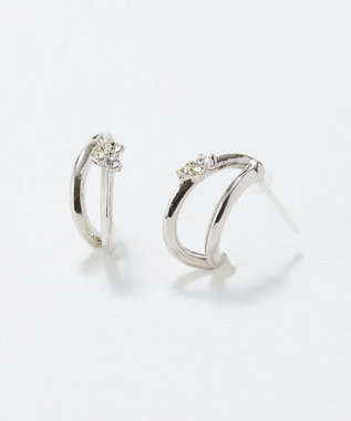 Phoebe 〈アレルギー対応〉シャイニーダブルフープセラミックピアス　シルバー