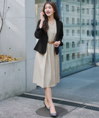 Tiaclasse L 【ストレッチジョーゼット】フレアジャケット ブラック