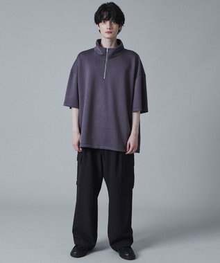 WEGO ドロストスーパーBIGハーフジップT（S） ダークグレー