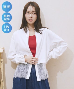 earth music&ecology 【予約】適ON レースヘムシャツ Off White