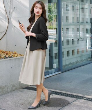 Tiaclasse L 【ストレッチジョーゼット】フレアジャケット ブラック