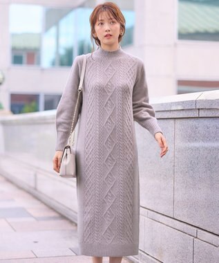 ANY SIS 【洗える】ハイネックケーブルニット ワンピース ラベンダー