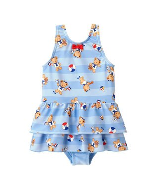 MIKI HOUSE HOT BISCUITS 【ミキハウス】【80-110cm】ミキハウスベア ワンピース水着 ブルー