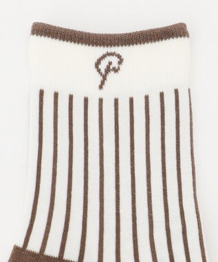 23区GOLF 【23Fondation】【WOMEN】ストライプ ショートソックス ダークブラウン系