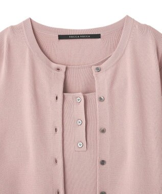 YECCA VECCA [UVカットマシンウォッシャブル]アンサンブルニット Pink