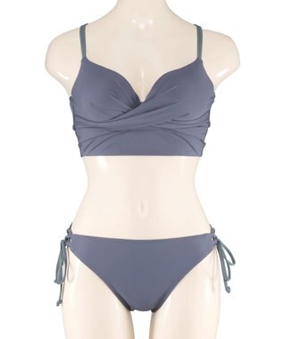 San-ai Resort（三愛水着楽園） 【WEB限定商品】【UPF50＋】ワコール共同開発ノンワイヤーなのにぷっくり美胸を作る【ダブルアップ】　ノンワイヤービスチェビキニ M1 M2 L1　　【San-ai Resort（サンアイリゾート）】 ネイビー×グリーン