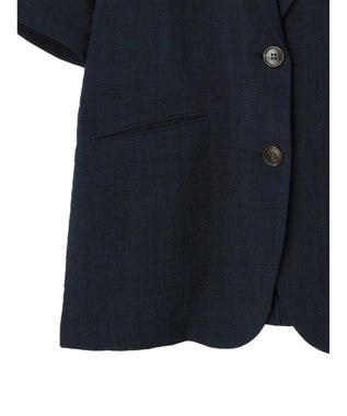 earth music&ecology リネンライク５分袖ジャケット Navy