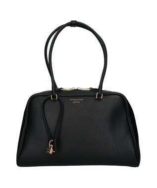 INTER-CHAUSSURES 【CHRISTIAN VILLA】チャーム付きシュリンクレザーハンドバッグ