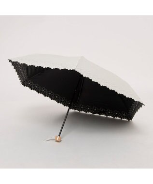 UNBILLION カシュネ cachenez / 【晴雨兼用】【日傘】UV カット率99％以上 PU軽量フラワー刺繍ミニ折りたたみ傘 ホワイト