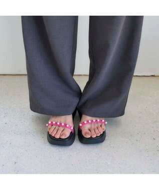 MODE ET JACOMO <noyau>パールデザイン厚底スポーツサンダル ピンク