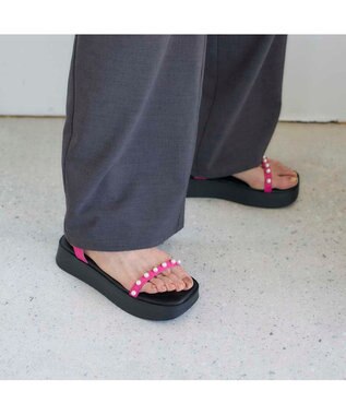 MODE ET JACOMO <noyau>パールデザイン厚底スポーツサンダル ピンク